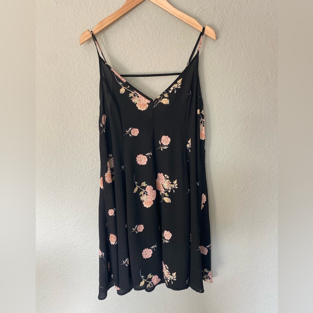 Lush Black Dress with Multicolor Floral Design